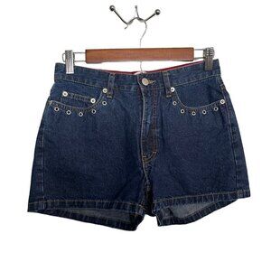 Tommy Hilfiger Womens Dark Wash Y2K Grommet Accent Shortie Jean Shorts Size 4